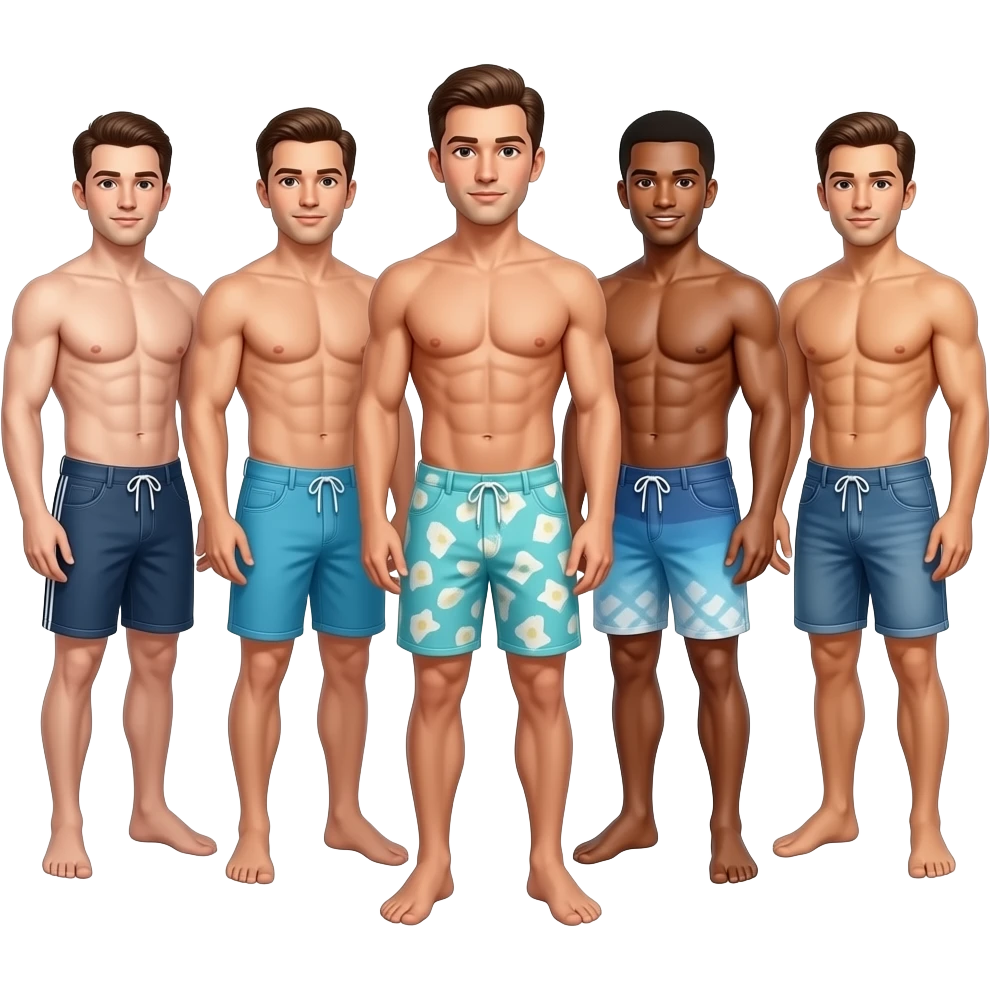 Group of guys on beach shirtless emoji style emoji