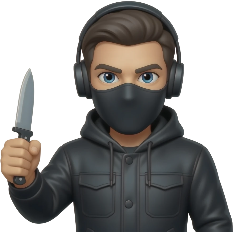 masked man holding a toy knife emoji