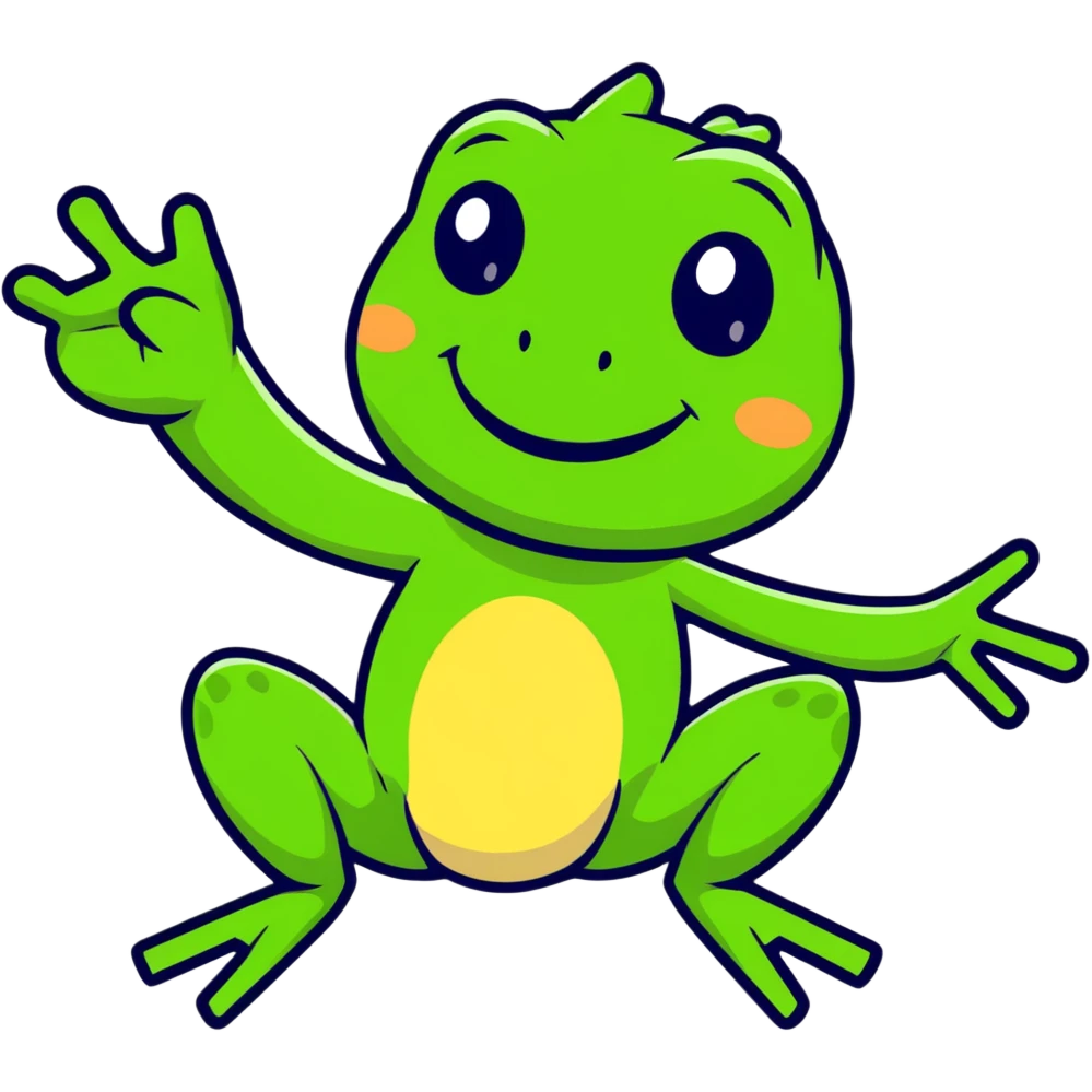 smiling frog waving emoji
