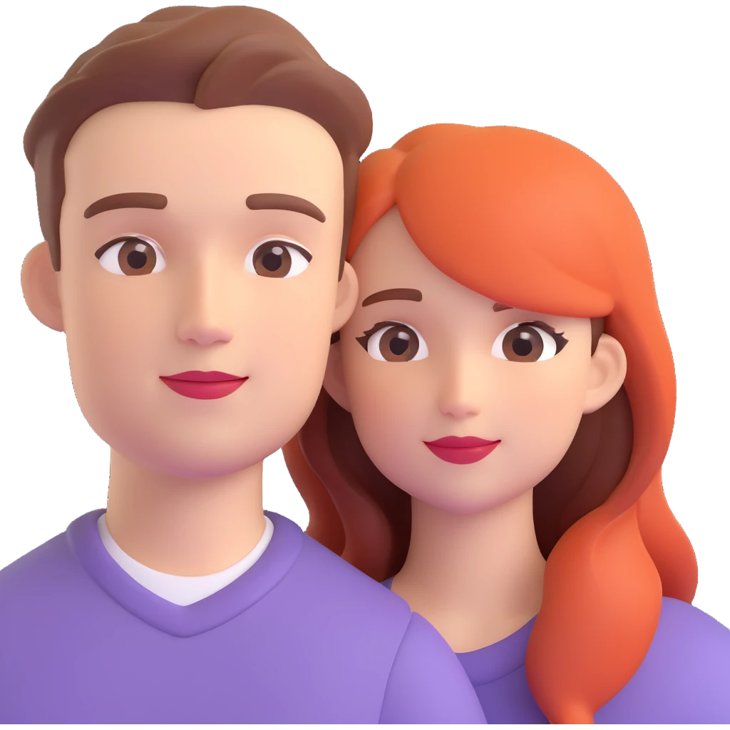 couple posing, close up pose, living room background emoji