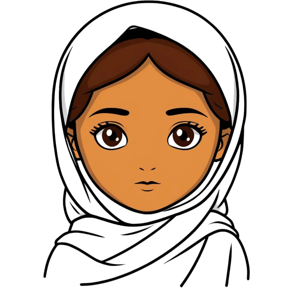 A afghan girl with a little bit dark skin or just brown skin and little bit the eyes of asians emoji