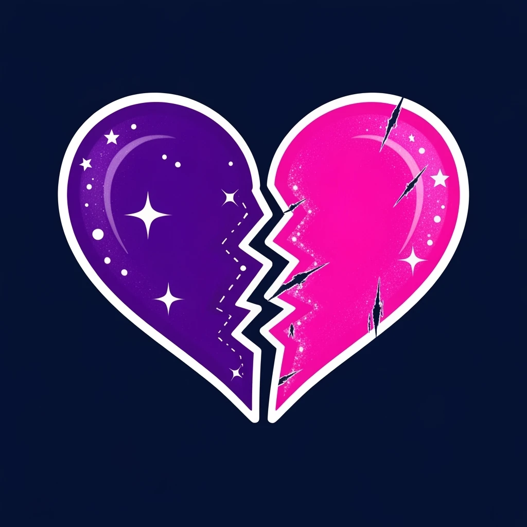 cute emo heart broken in two emoji