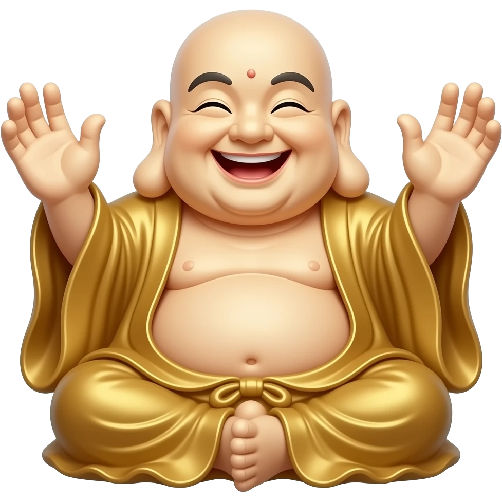 laughing buda with hands up emoji
