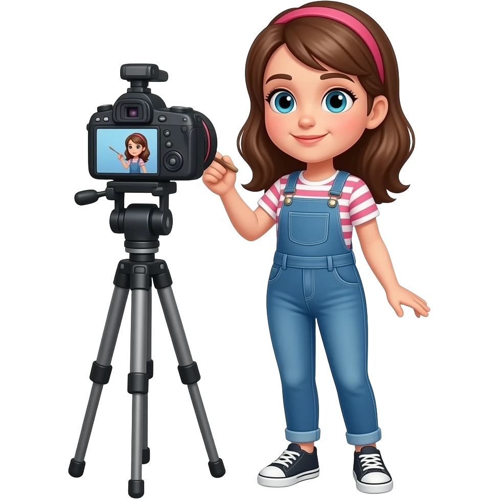 emoji of a girl with cream making a video content emoji