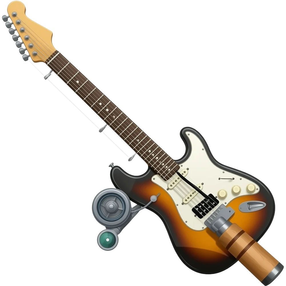 guitar made into a fishing rod emoji