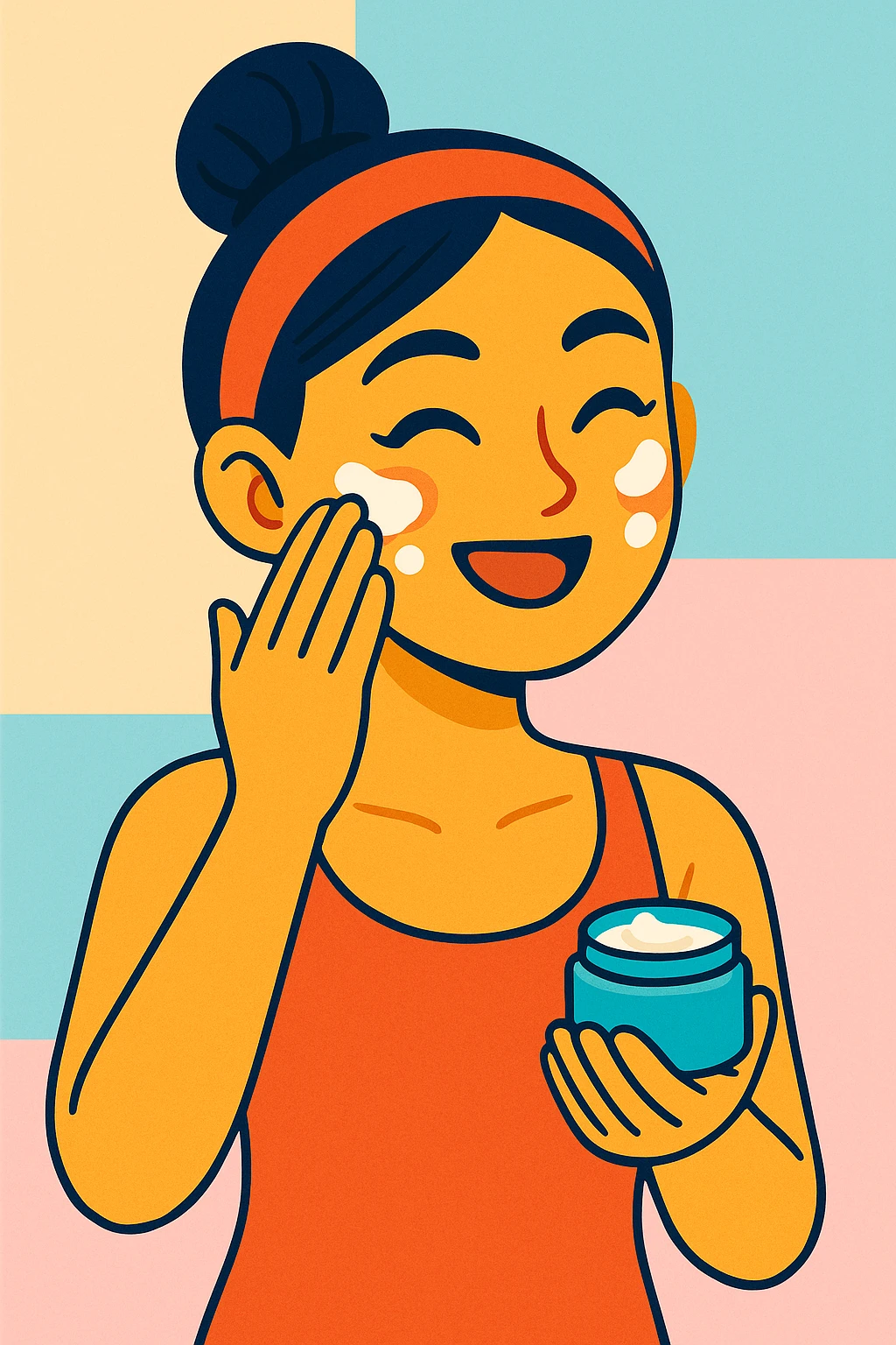 Asian girl doing skincare emoji
