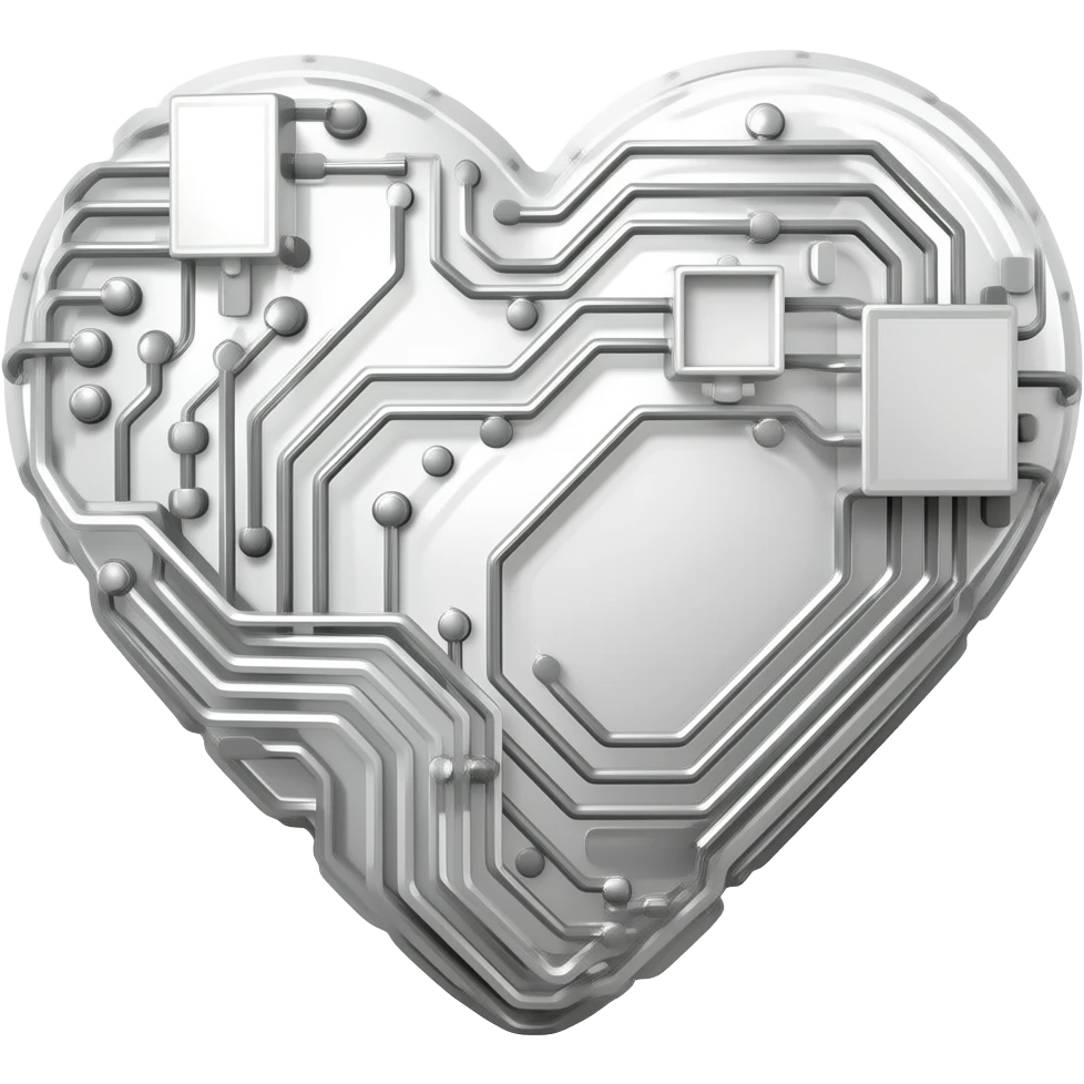 white technological heart emoji