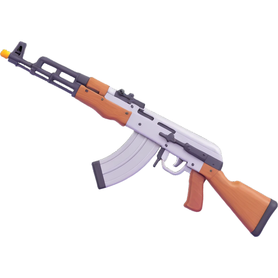 AK-47 assault rifle, with wooden stock, 3D emoji style emoji