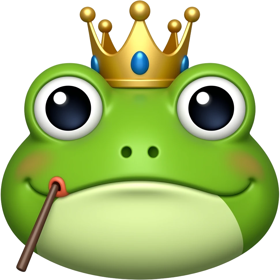 sapo cara con corona y una varita emoji