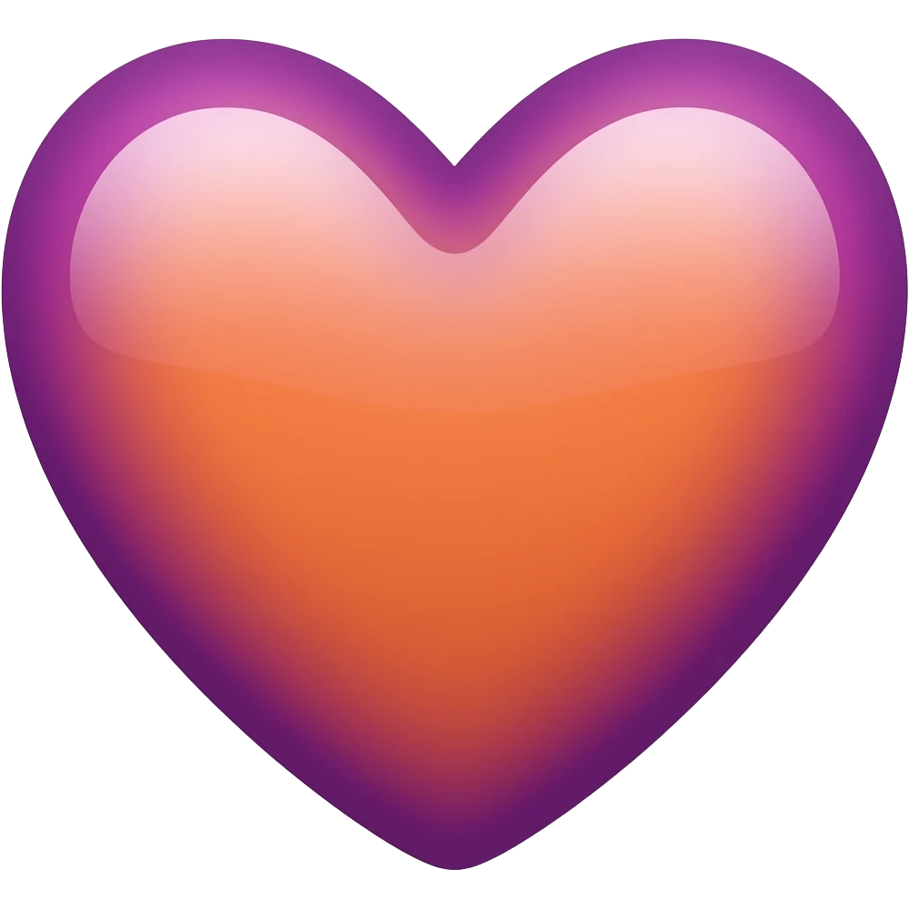 Emoji of a heart in purlpe and orange for a group chat emoji