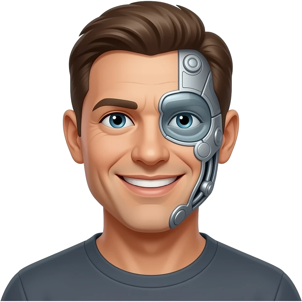 A smiley face with a borg implant like in Star Trek emoji