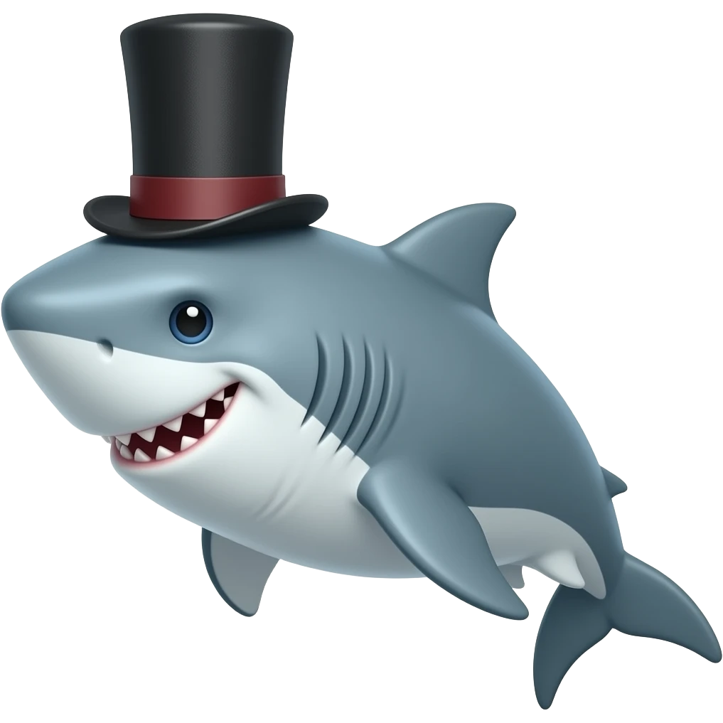 Shark with a top hat emoji
