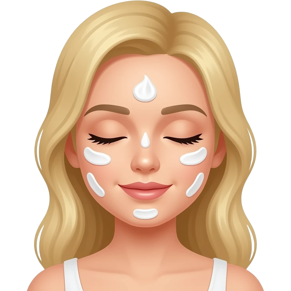 blonde girl getting a facial (eyes closed and facial cream all over) -relaxe emoji