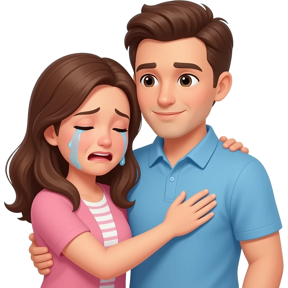 My girlfriend crying I am taking caring and hugging emoji
