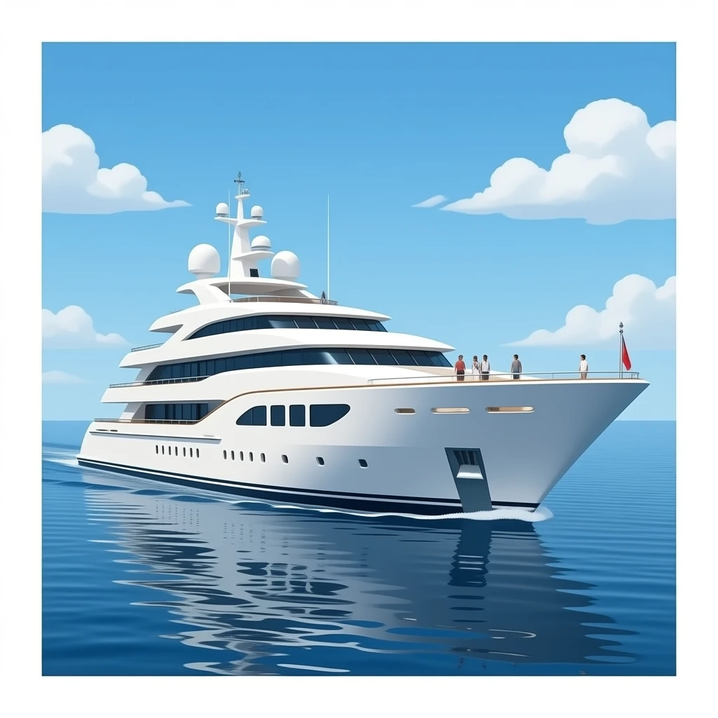Giga yacht in sea and add people emoji