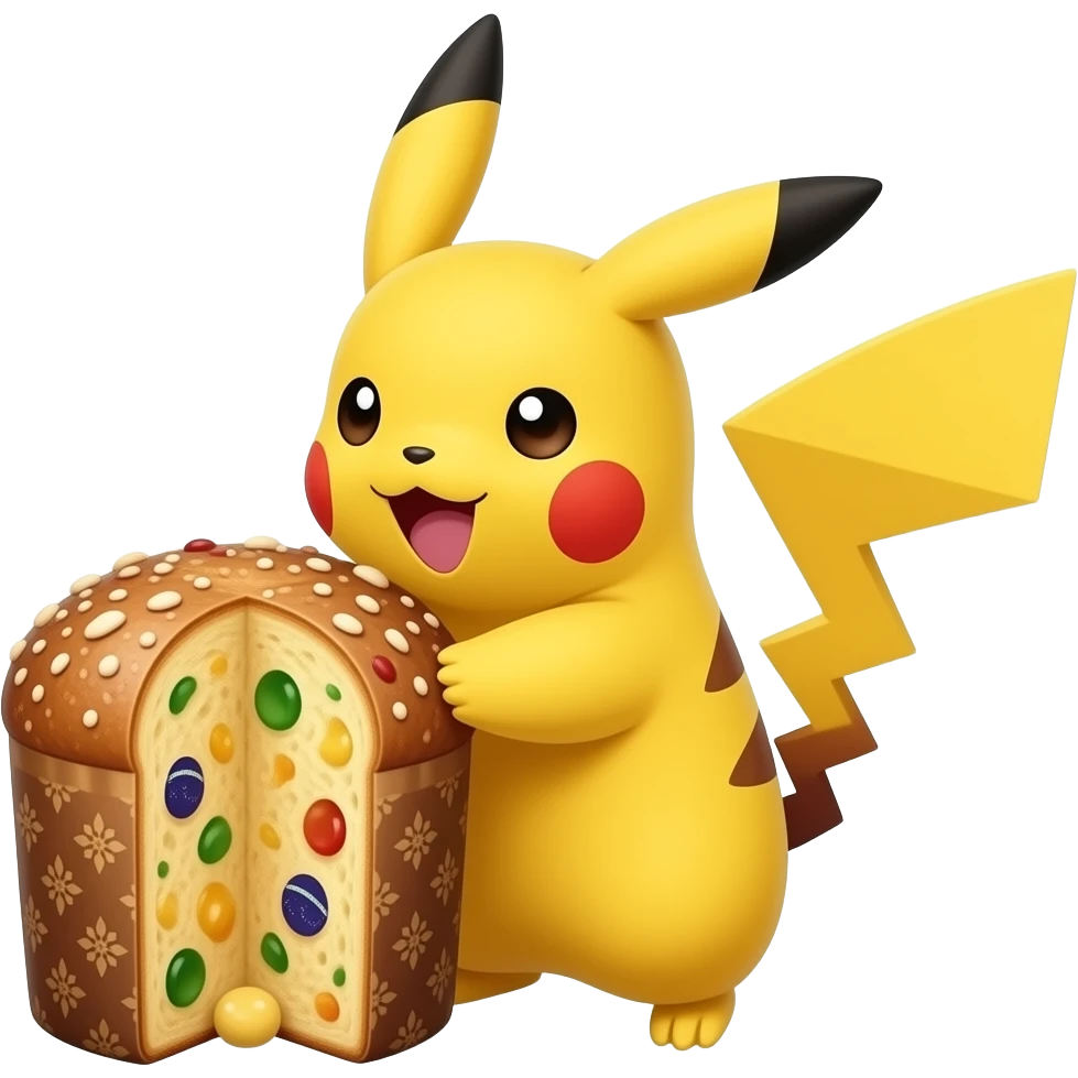 brazilian pikachu catching a panettone emoji