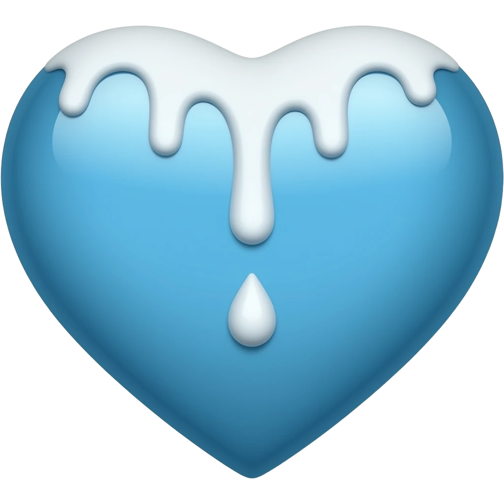 cyan heart with white liquid dripping from the top down emoji