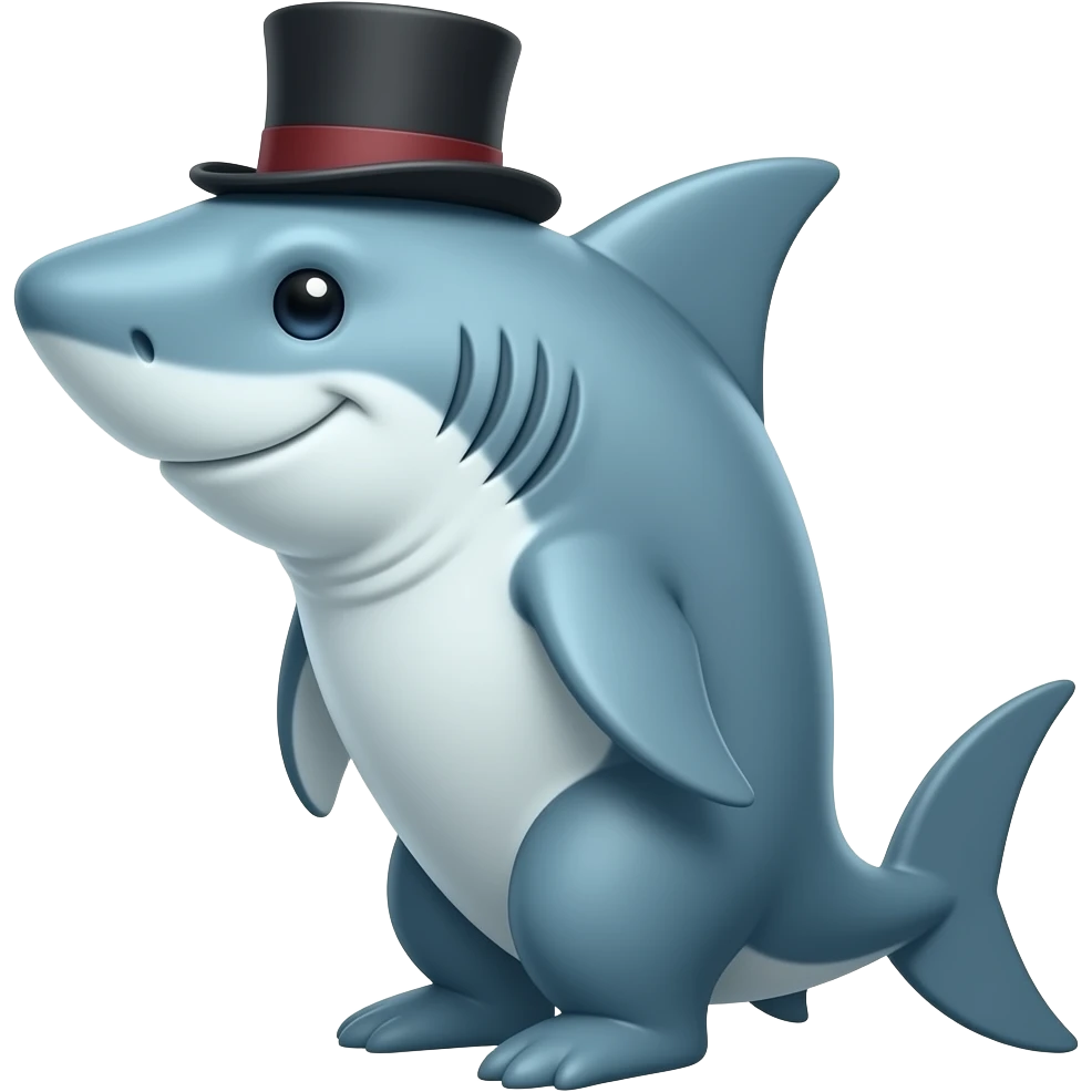 Shark with a top hat emoji