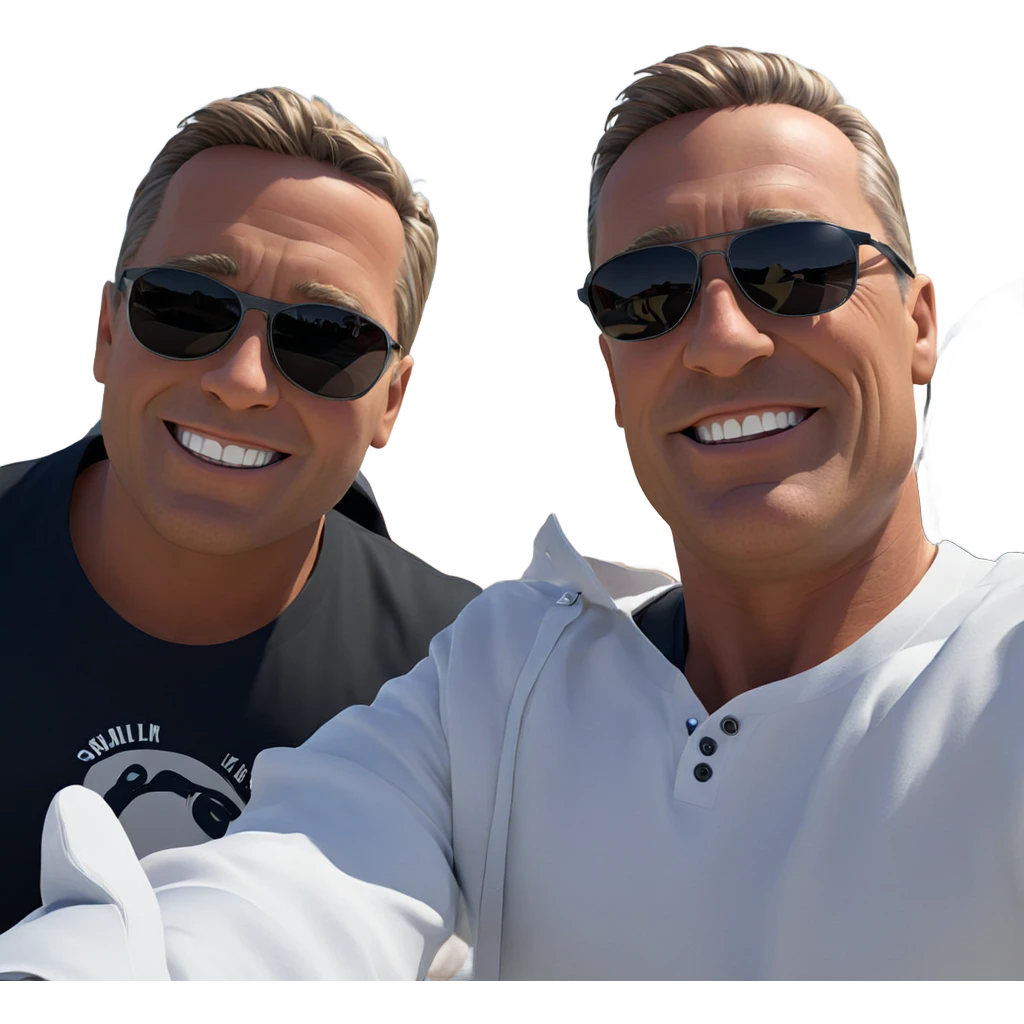 happy boys outdoors with sunglasses emoji