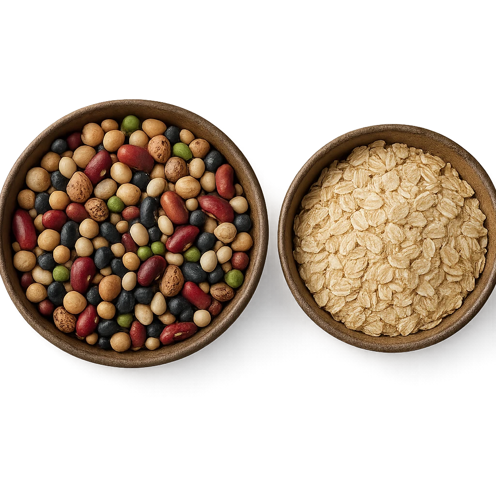 BOWL DI LEGUMI INSIEME A BOWL DI FIOCCHI DI AVENA,  iperrealistico 4k emoji