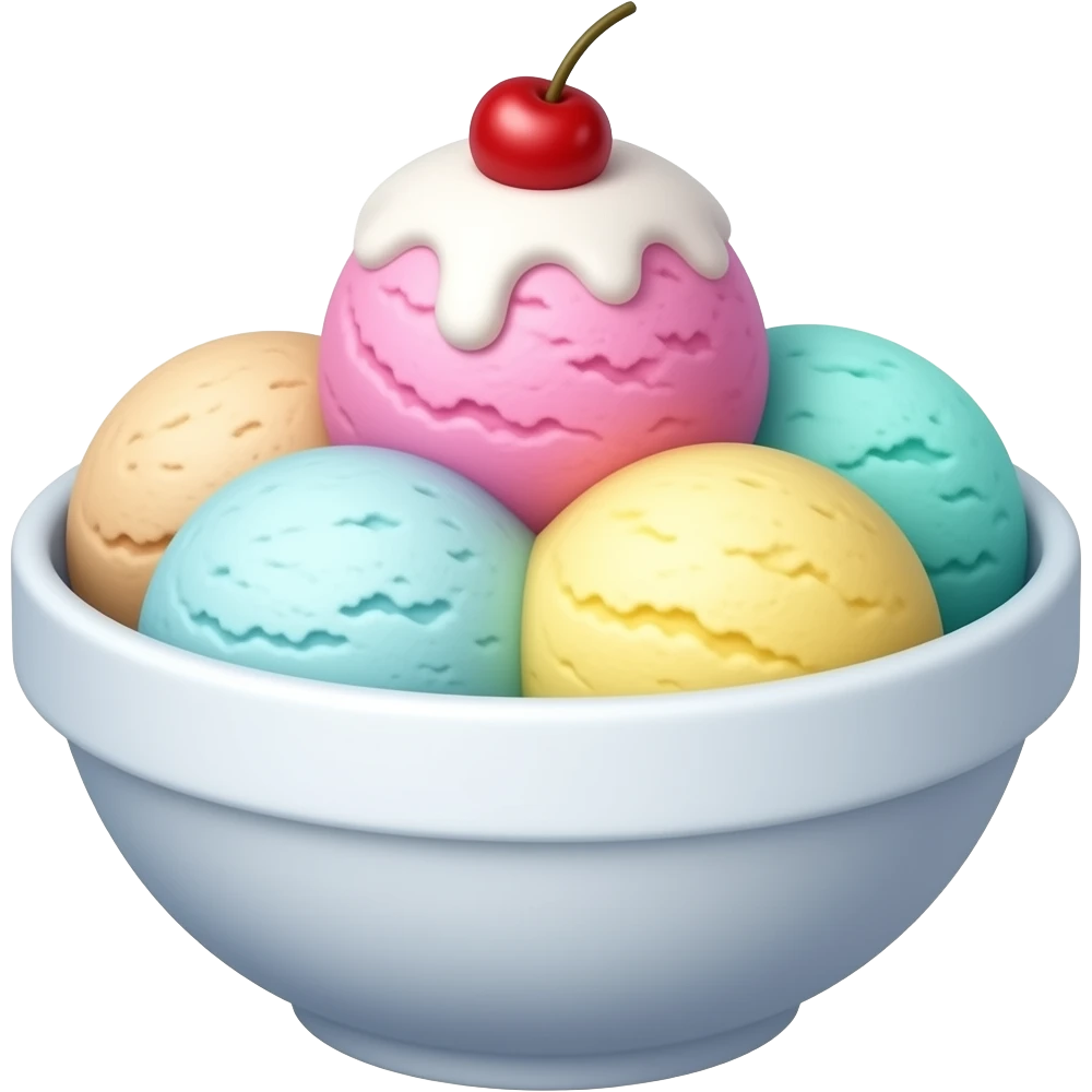 bol de crème glacée multicolore pastel emoji