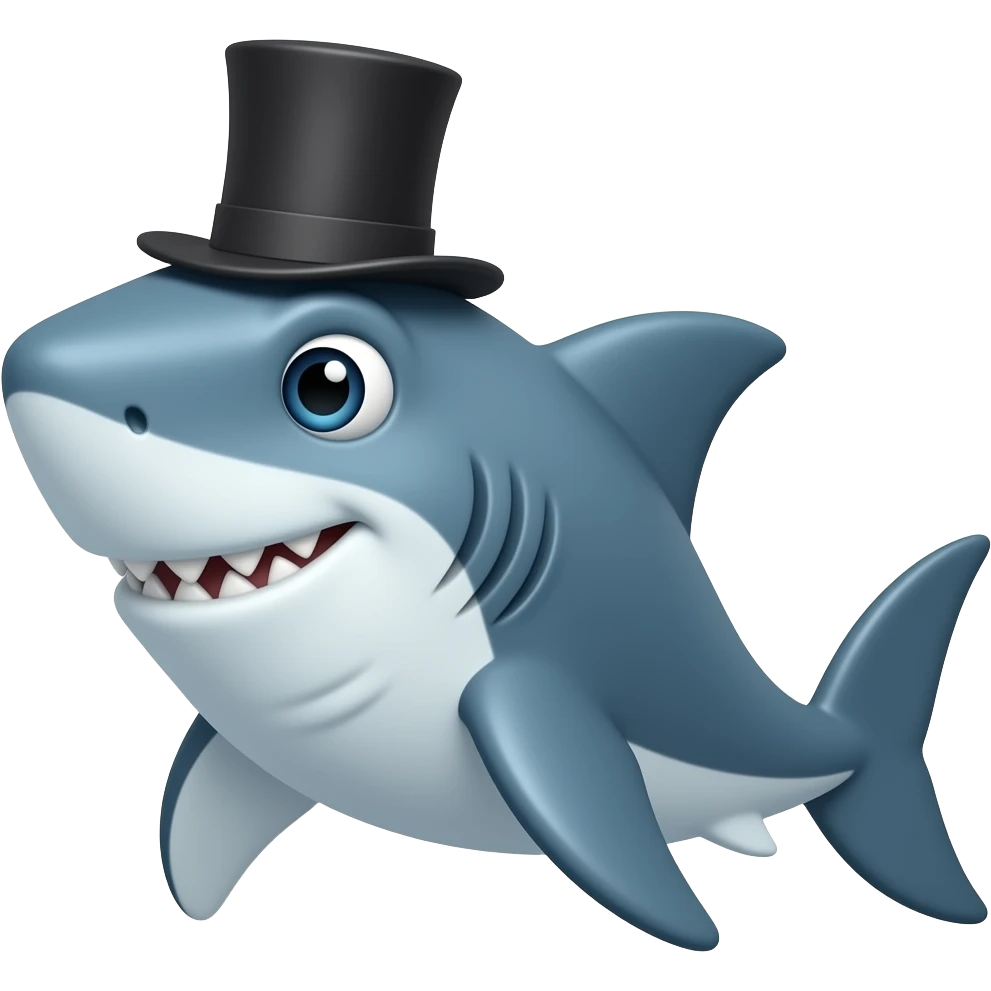 Shark with a top hat emoji