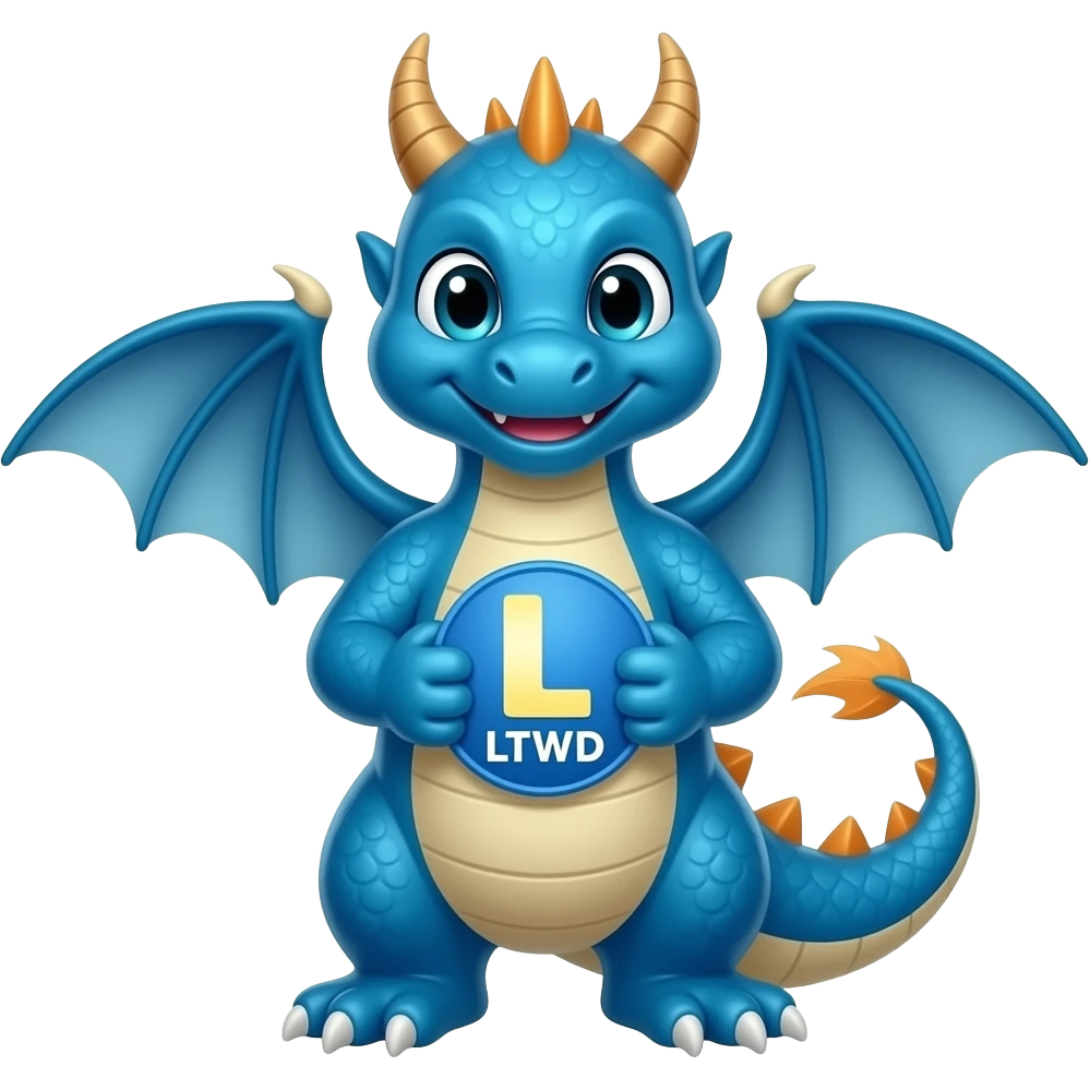 Blue dragon holding LTWD logo emoji