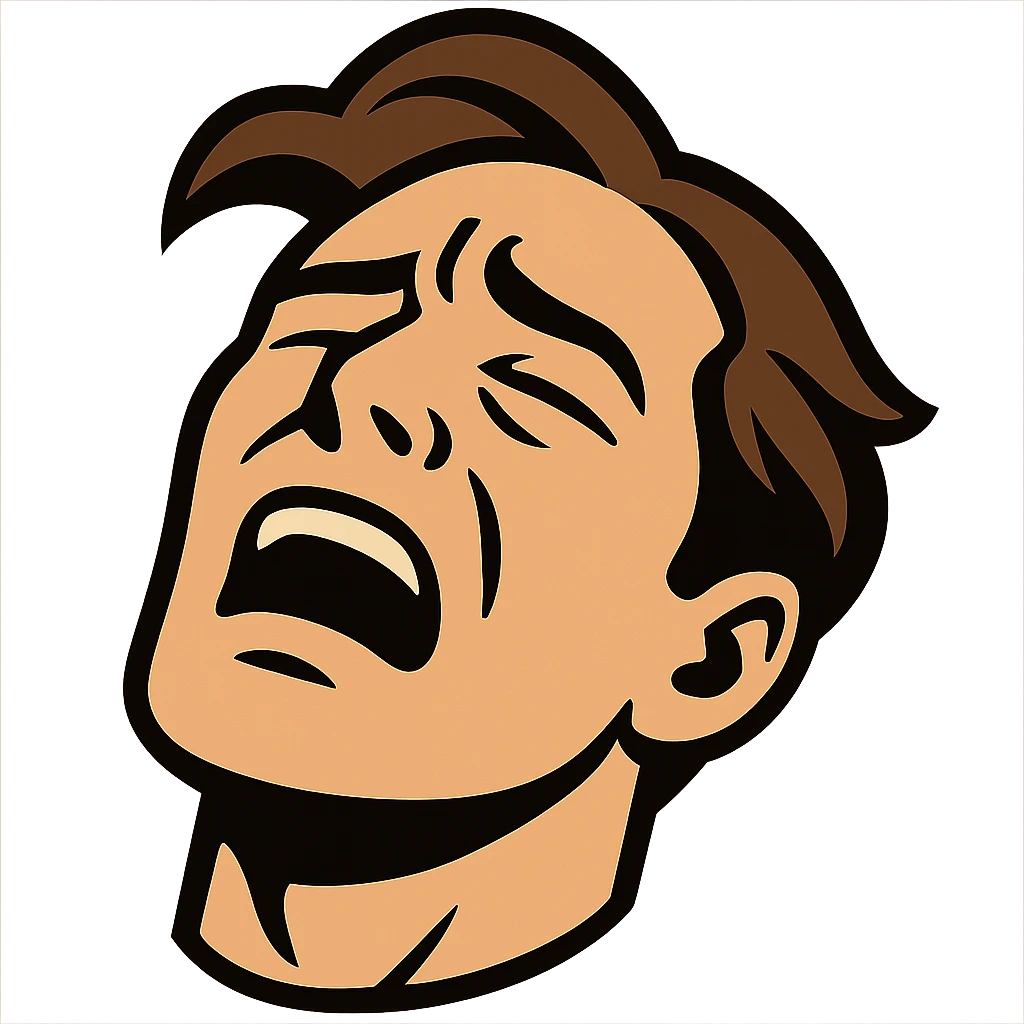 flat toon style dramatic dying face with bold lines emoji