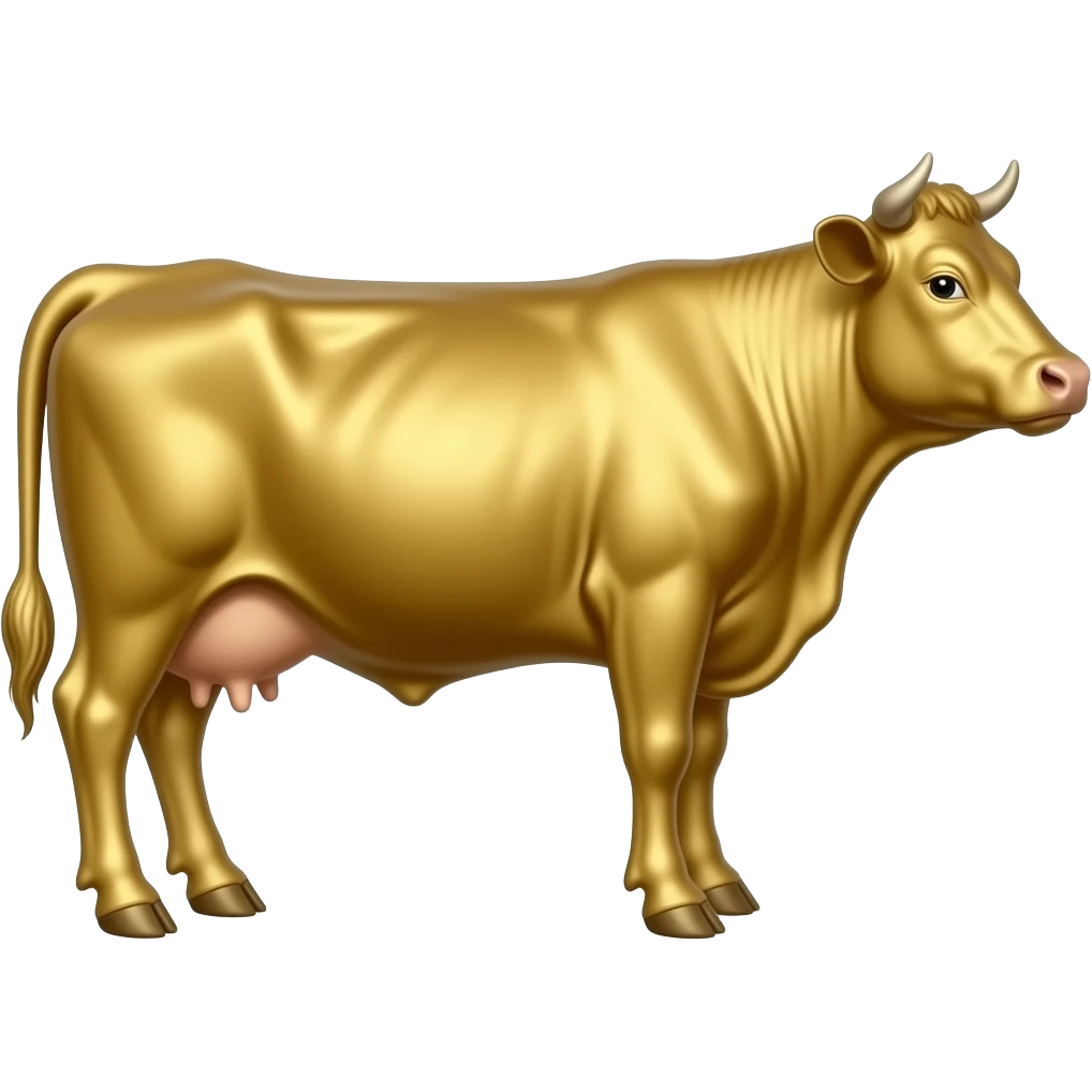 full body cow emoji facing towords right side with gold emoji