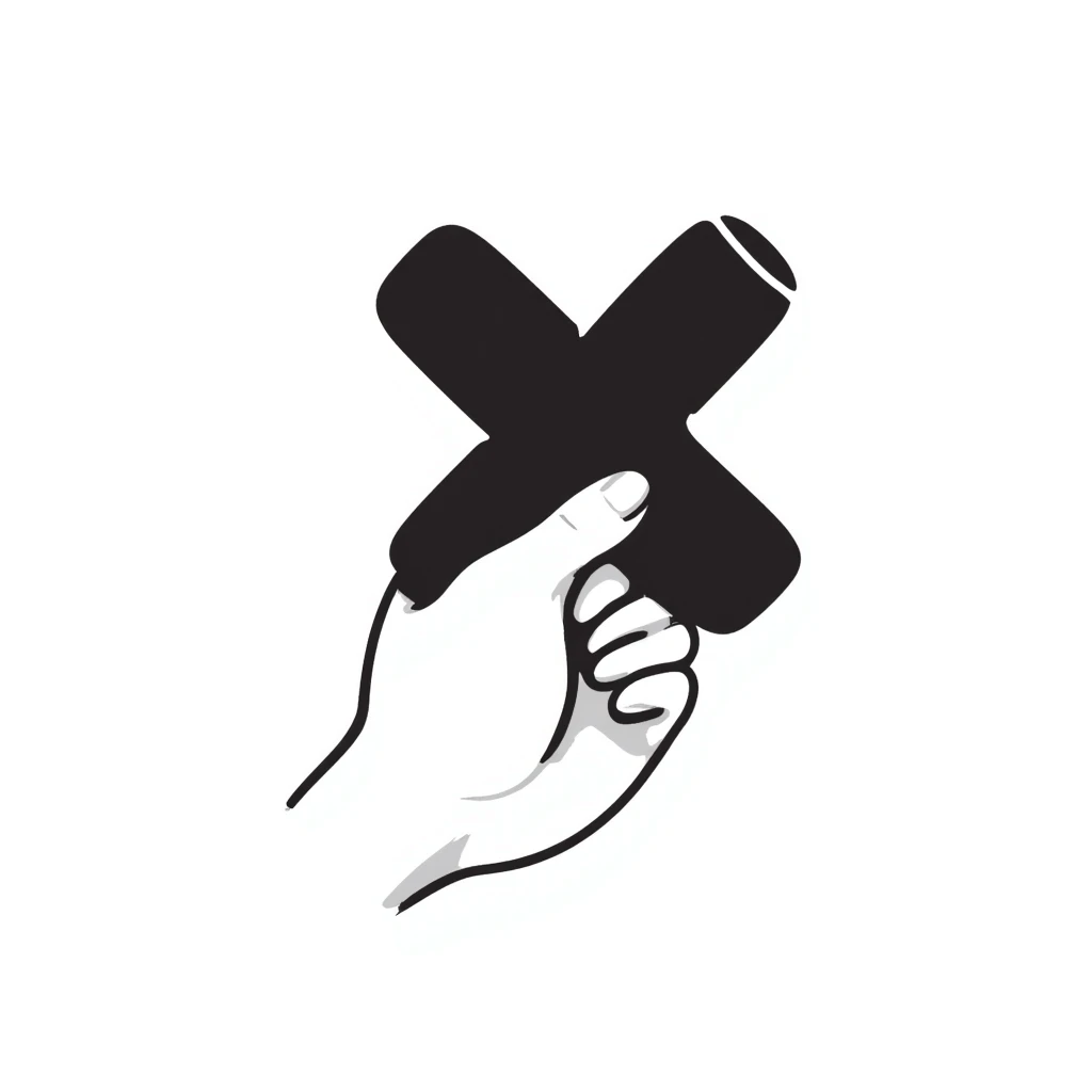 hand holding an X emoji