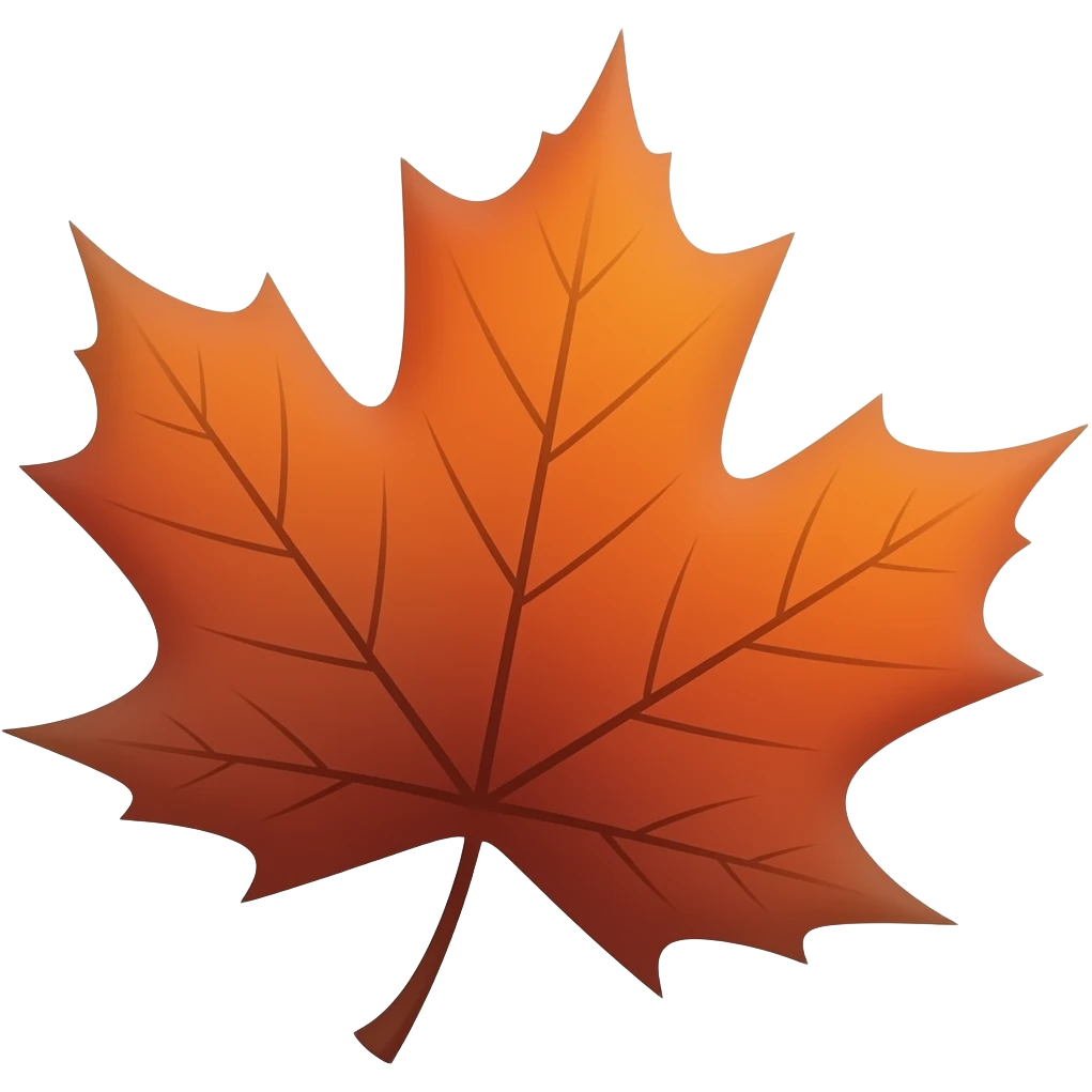 A reddish brownish gradients autumn maple leaf emoji