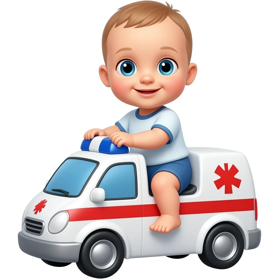 👶🏻 riding on the toy 🚑 emoji