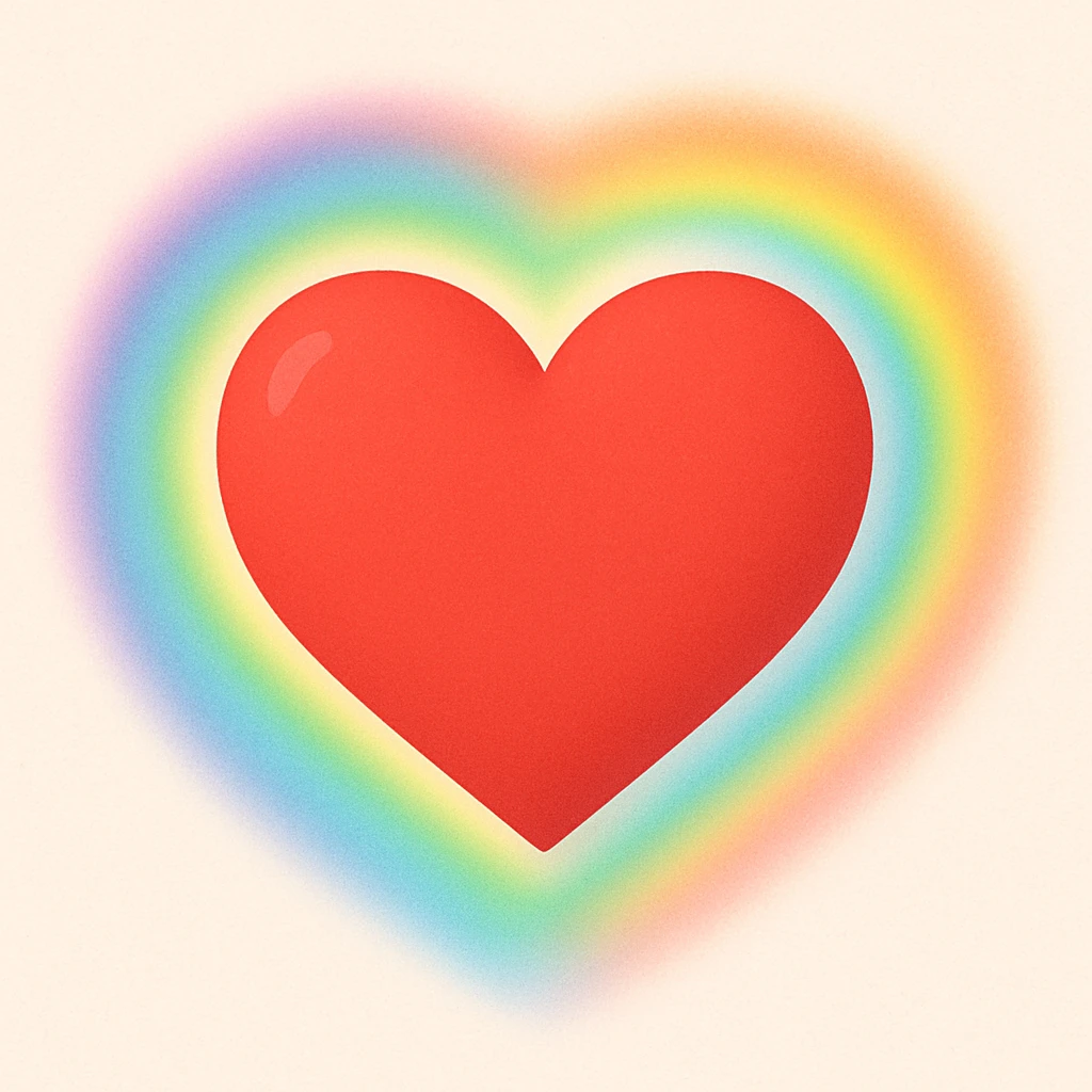 heart with a rainbow aura, digital illustration, clean emoji