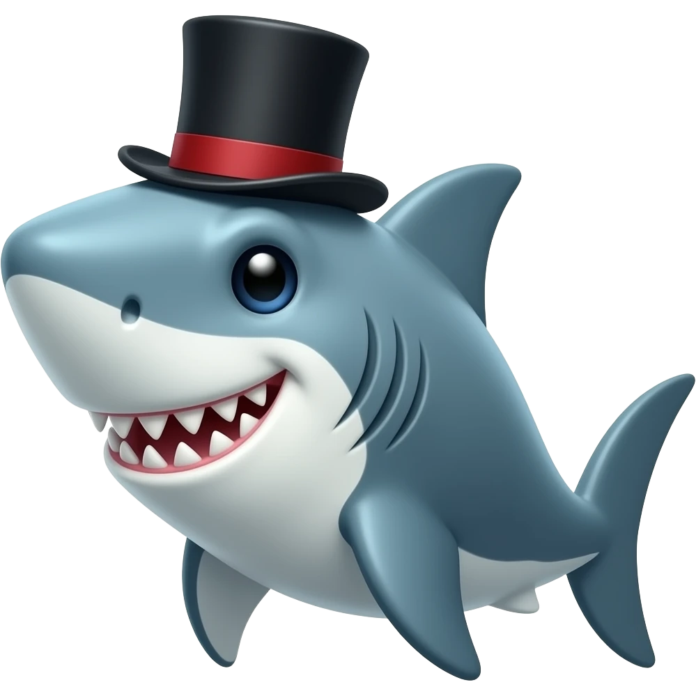 Shark with a top hat emoji