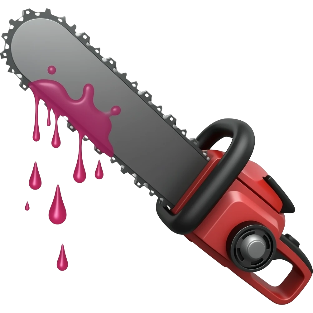Chainsaw with pink blood dripping emoji