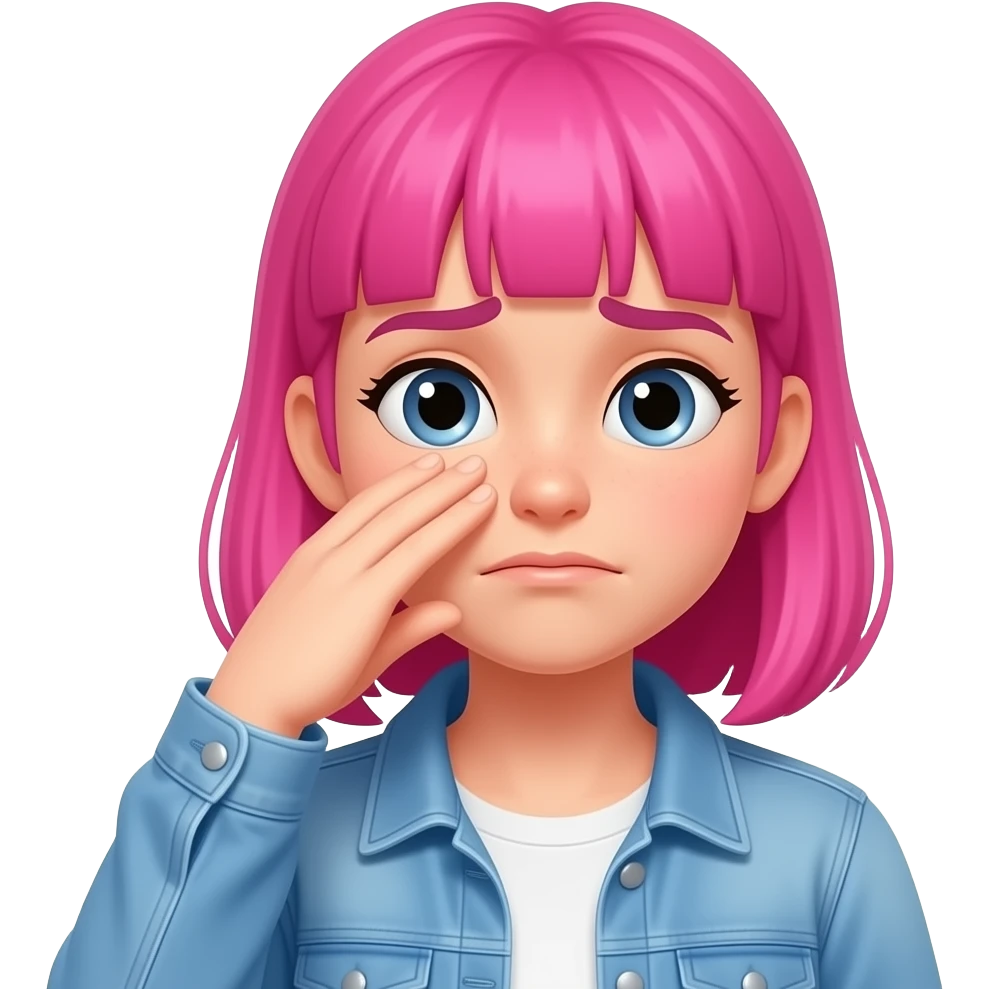 Facepalm girl with pink hair emoji