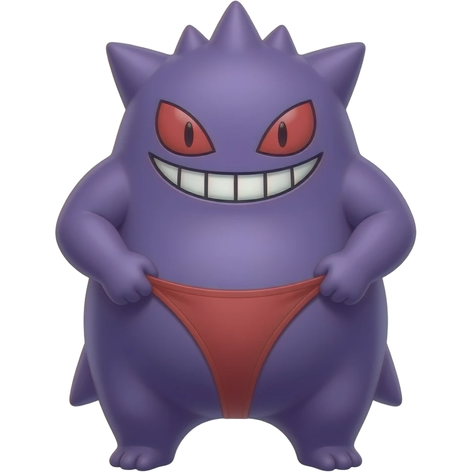 Gengar tall wearing red underwear pulls down sexy emoji