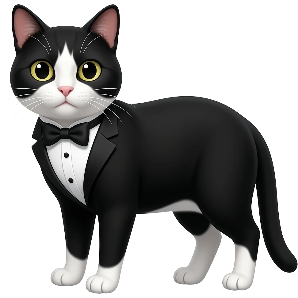 A cat but it is black and white tuxedo cat emoji