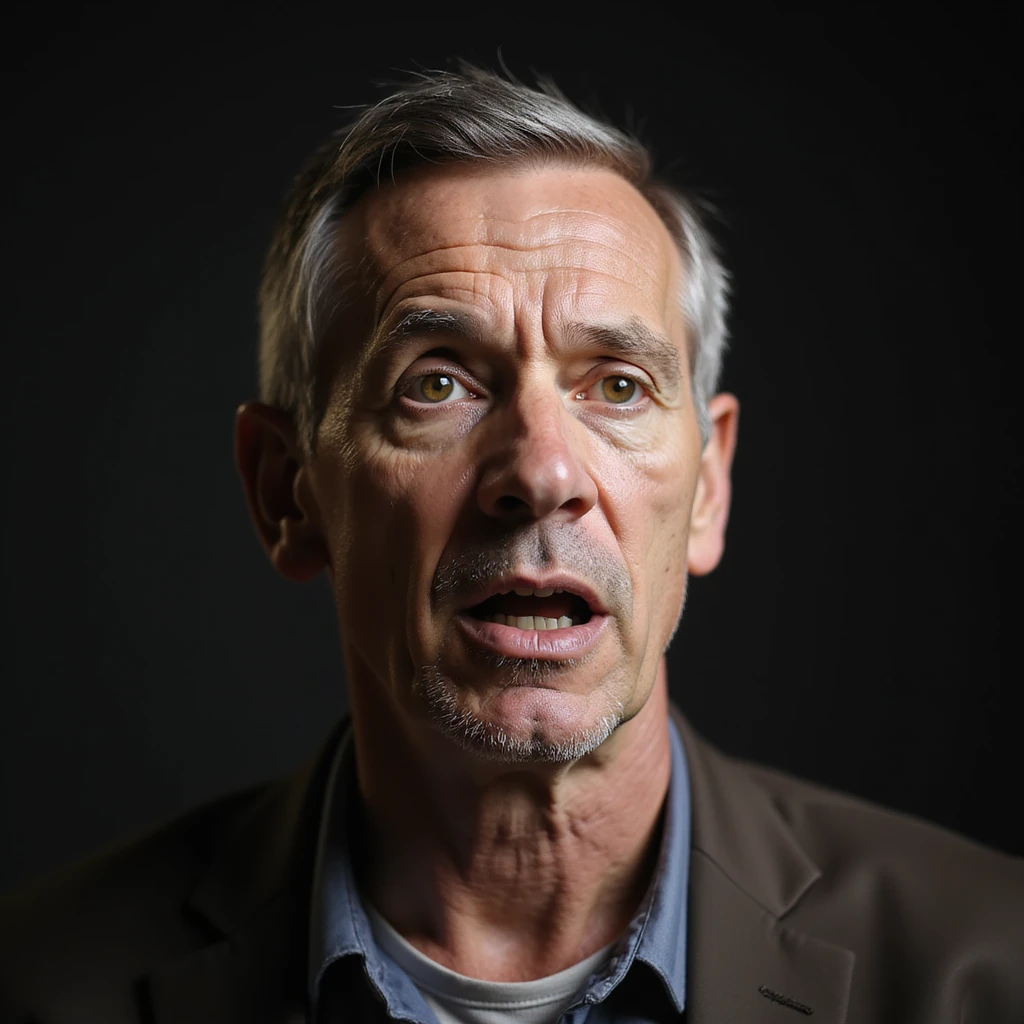 a man's face, realistic style, mid-speech, only face shown emoji