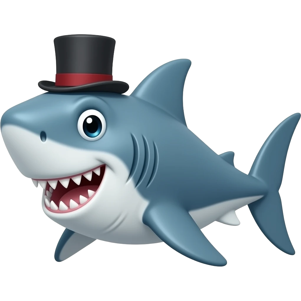 Shark with a top hat emoji