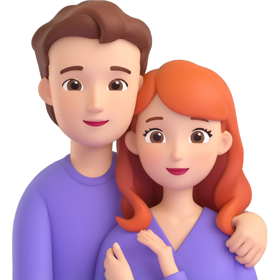 couple posing, close up pose, living room background emoji