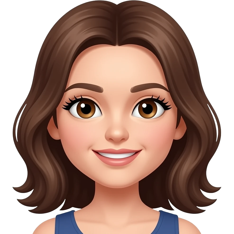 cheveux brun yeux brun gros faux cils emoji