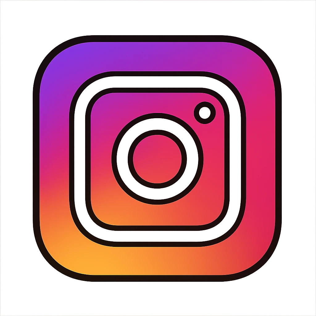 Recreate the Instagram logo exactly with the same vibrant gradient background and white camera outline in a minimal and modern style. emoji