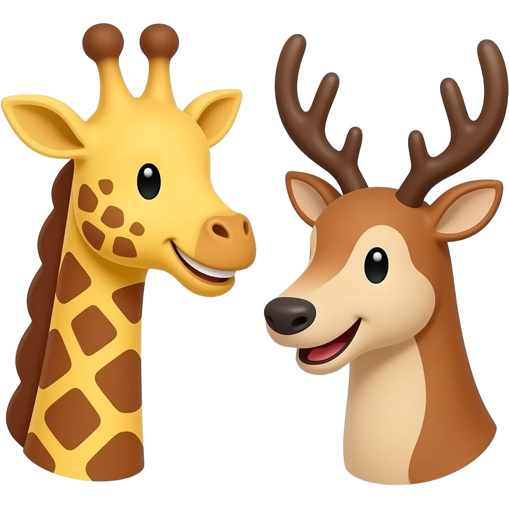 Einfacher Giraffenkopf lachen und Elchkopf lachen und schauen sich an emoji