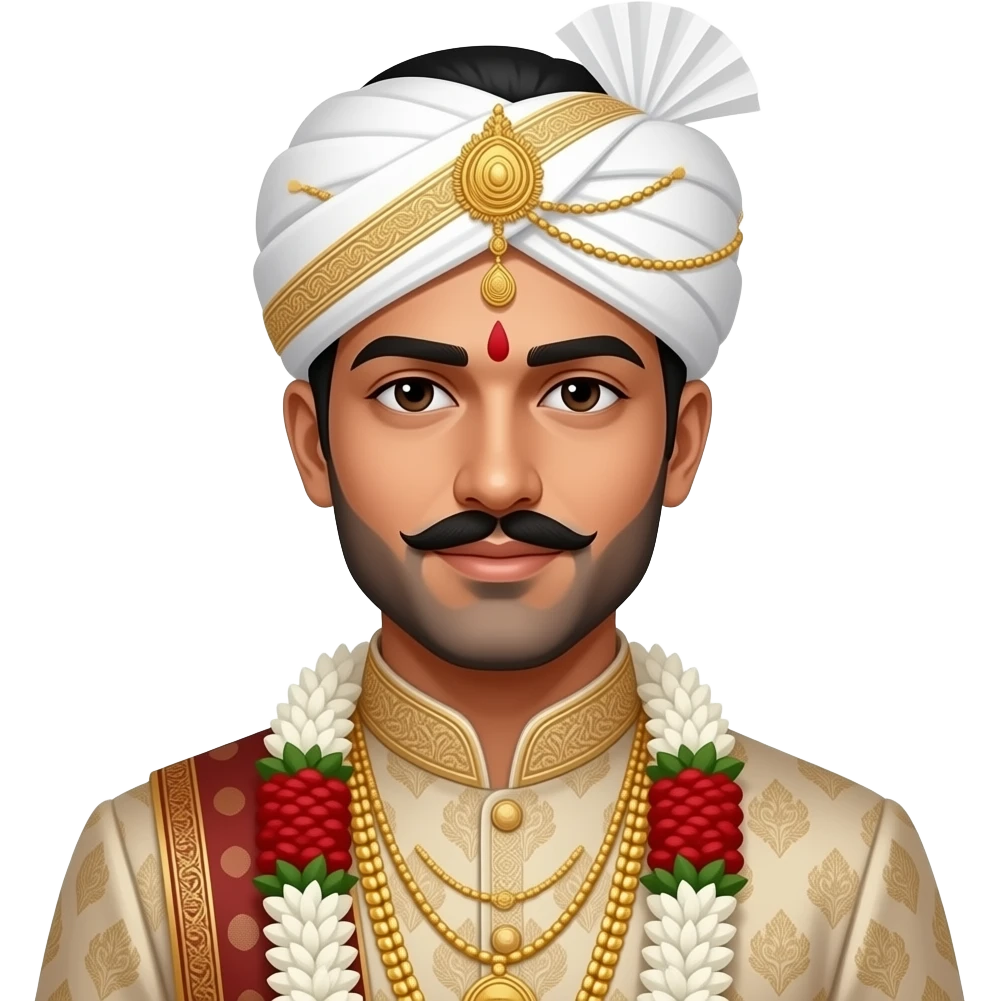 Marathi groom with mundavlya emoji