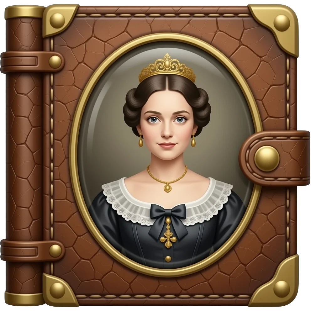 photo album with vintage woman portrait victorian daguerréotypie photos emoji