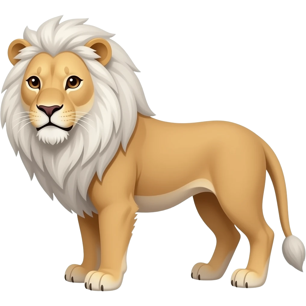 white haired lion emoji