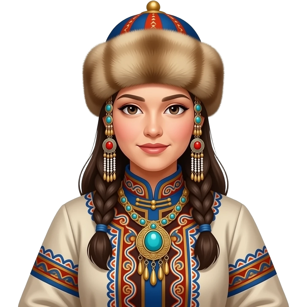 yakutian sexy woman in national old clothing with head clothing too emoji