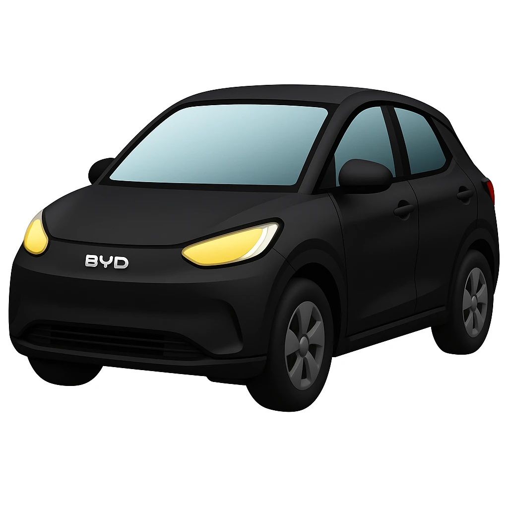 Сгенерируй мне Машина BYD черная электрокар в стиле эпл емодзи emoji