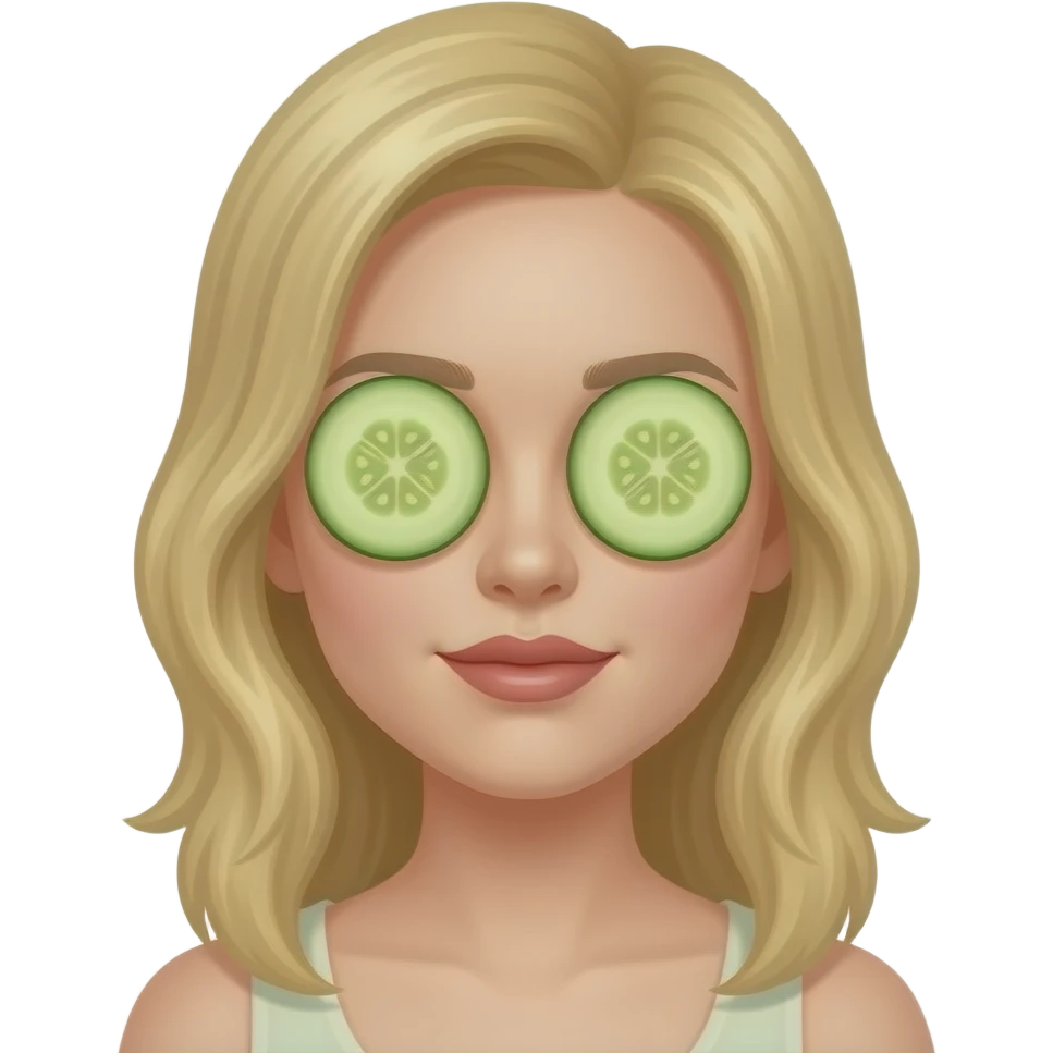 Girl blonde Cucumber on eyes emoji